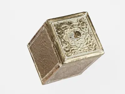 Brass Tea Box Engraved photogrammetry scan PBR 4K textures Low-poly 3D model
