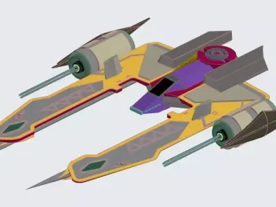 Spacecraft hunter space ship Low-poly 3D model