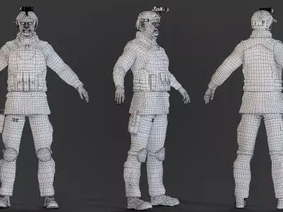 Jabari UN Soldier Rigged  Low-poly 3D model