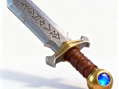 Stylized Medieval Broadsword 3D  Low-poly 3D model