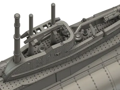 British T-class submarine 1-350 scale model STL 3D print model