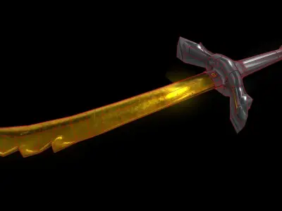 Saw Gold Sword Low-poly 3D model