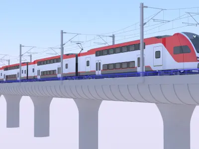 Bridge with Stadler train 3D model