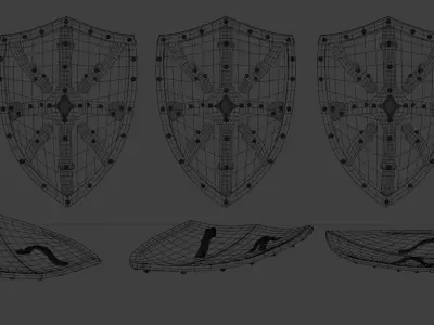 Medieval shield pack  Low-poly 3D model