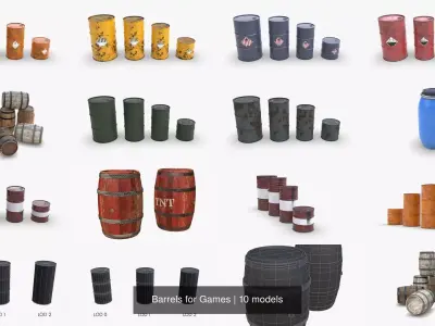 Barrels for Games 3D Model Pack
