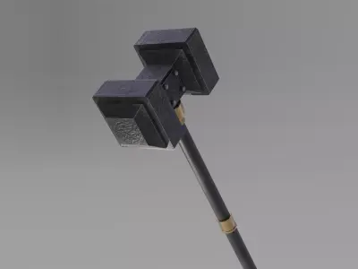 Stylized Battle Warhammer - PBR Game Ready Asset Free low-poly 3D model