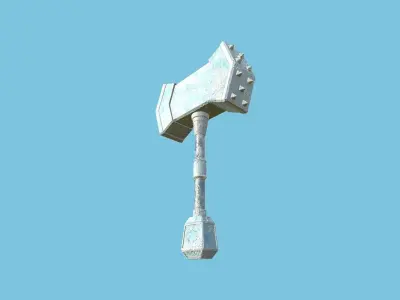 Medieval War Hammer 05 Frost Elemental - Fantasy Weaponry Low-poly 3D model