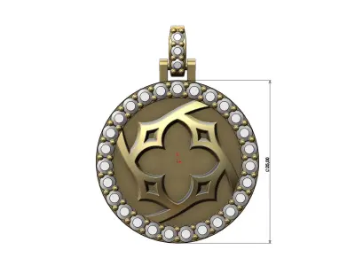 Gothic ornament diamond pendant with bail 3D print model