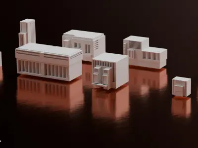 28 Mesh Piece Machines  Pipes  Connectors and Crates Low-poly 3D model