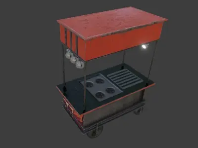 Red Food stand Low-poly 3D model