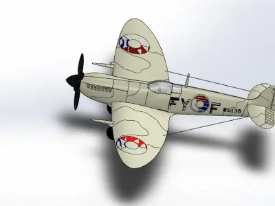 SolidWorks Spitfire Fighter Plane WWII Aircraft 3D Model 3D print model