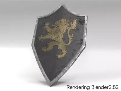 HeaterShield shield with lion Low-poly 3D model
