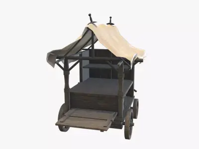Medieval Cart V04 Low-poly 3D model