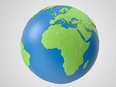  Solid Color Topographic Globe 