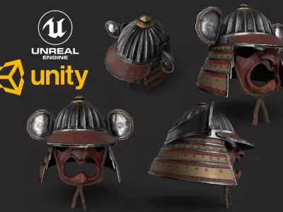 Kabuto Helmet Low-poly 3D model