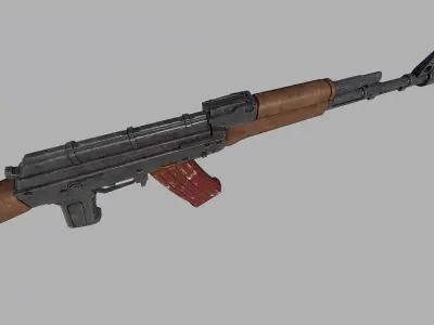 AK47 Kalashnikov 3D Model - Low Poly PBR Textured Low-poly 3D model