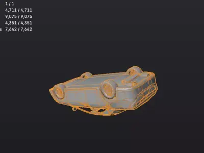 Low Poly Damaged Car Rusted Wreck Mobile Game Ready Low-poly 3D model