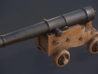Heavy Ship Cannon 17th Century Low-poly 3D model