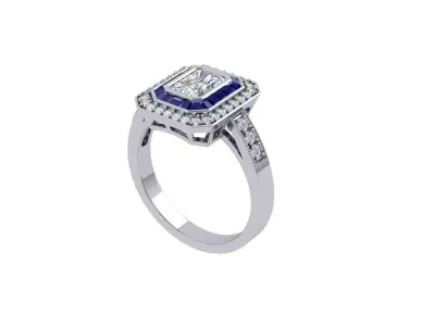Emerald Art Deco Ring 3D print model 32