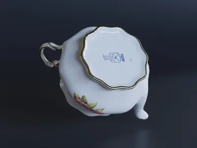 Porcelain Teapot Low-poly 3D model