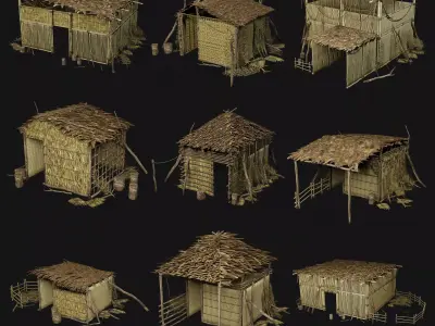 JUNGLE SWAMP GENERIC HUT SHELTER COTTAGE AAA COLLECTION Low-poly 3D model