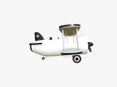 Airplane Cartoon A05 White - Classic Aircraft Low-poly 3D model