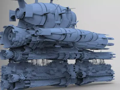 Huge Sci fi Airship Space design 3D model