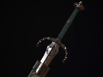 Witcher silver sword Low-poly 3D model