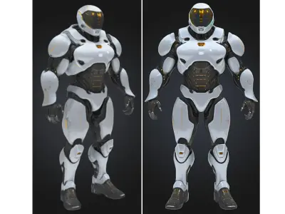 Futuristic Combat Android Low-poly 3D model