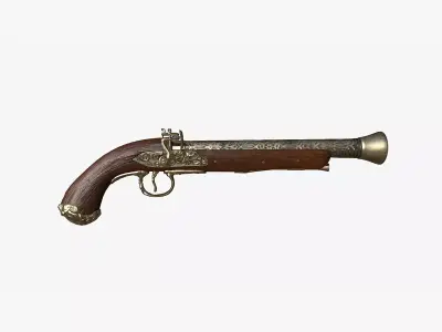 Pistol Flintlock Low-poly 3D model