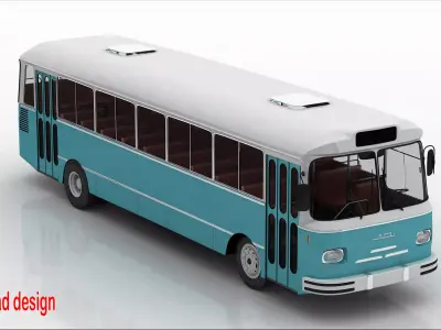 bus nasr 411 color sky bule cairo old  3D model