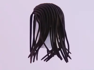 Long Dreads Style 1 - Part Braided  Low-poly 3D model