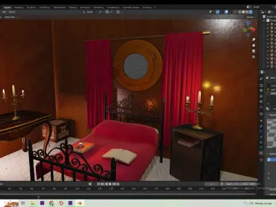 Ship interior with portholes 3D model