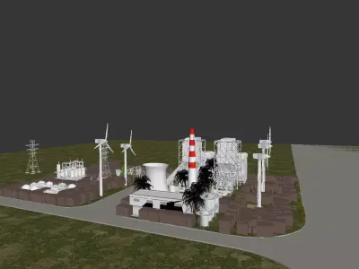 Wind power station - inside the power plant 3D model