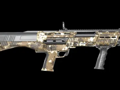 DP12 Shotgun Desert Camo texture Low-poly 3D model