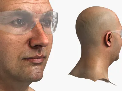Industrial Safety Glasses on Face 3D model