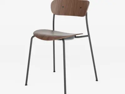 Industrial Dining Chair 3D Model Plywood Seat with Metal Frame 3D model