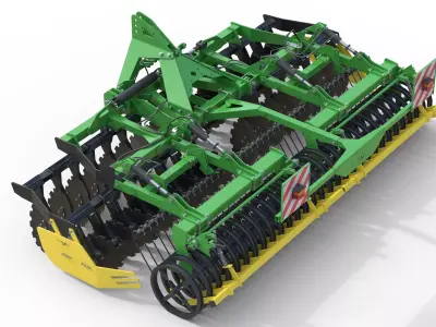 Kerner Helix H450 Trailed Disc harrow Low-poly 3D model
