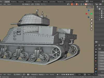 M3 GRANT TANK BASE MESH Low-poly 3D model
