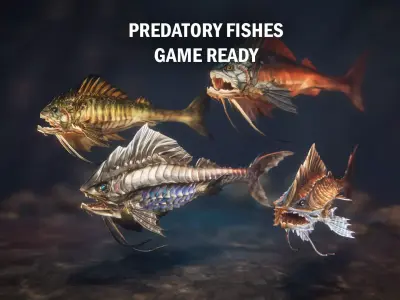 Predatory fishes Low-poly 3D model