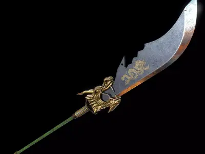 Guandao Halberd Low-poly 3D model