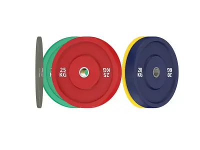 Bumper Plates ALL Weights Low-poly 3D model
