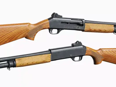Benelli M4 Wooden Modular Shotgun Low-poly 3D model