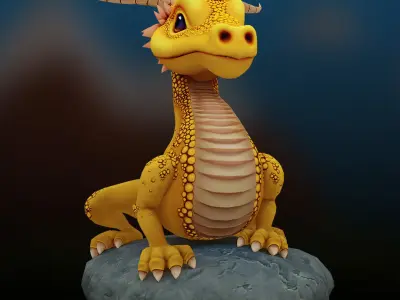 small wingless dragon Low-poly 3D model