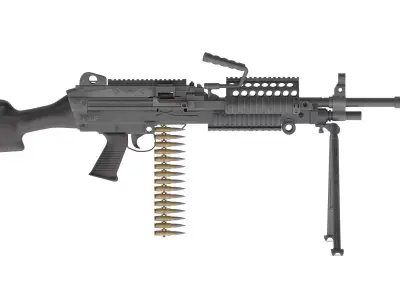 Mk 48 Machine Gun Low Poly Low-poly 3D model