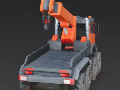 The Orange Lifter Mobile Truck Crane 3D Model Low-poly 3D model