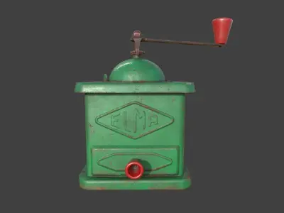 Vintage coffee grinder forest green Low-poly 3D model
