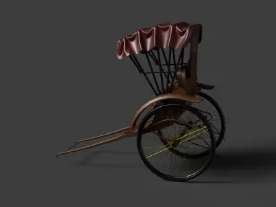 Chinese rickshaw  Low-poly 3D model