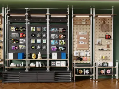 Modular Pegboard Retail Display System 3D Model Low-poly 3D model