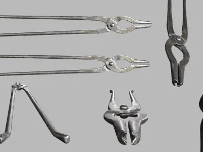 blacksmith tongs Low-poly 3D model